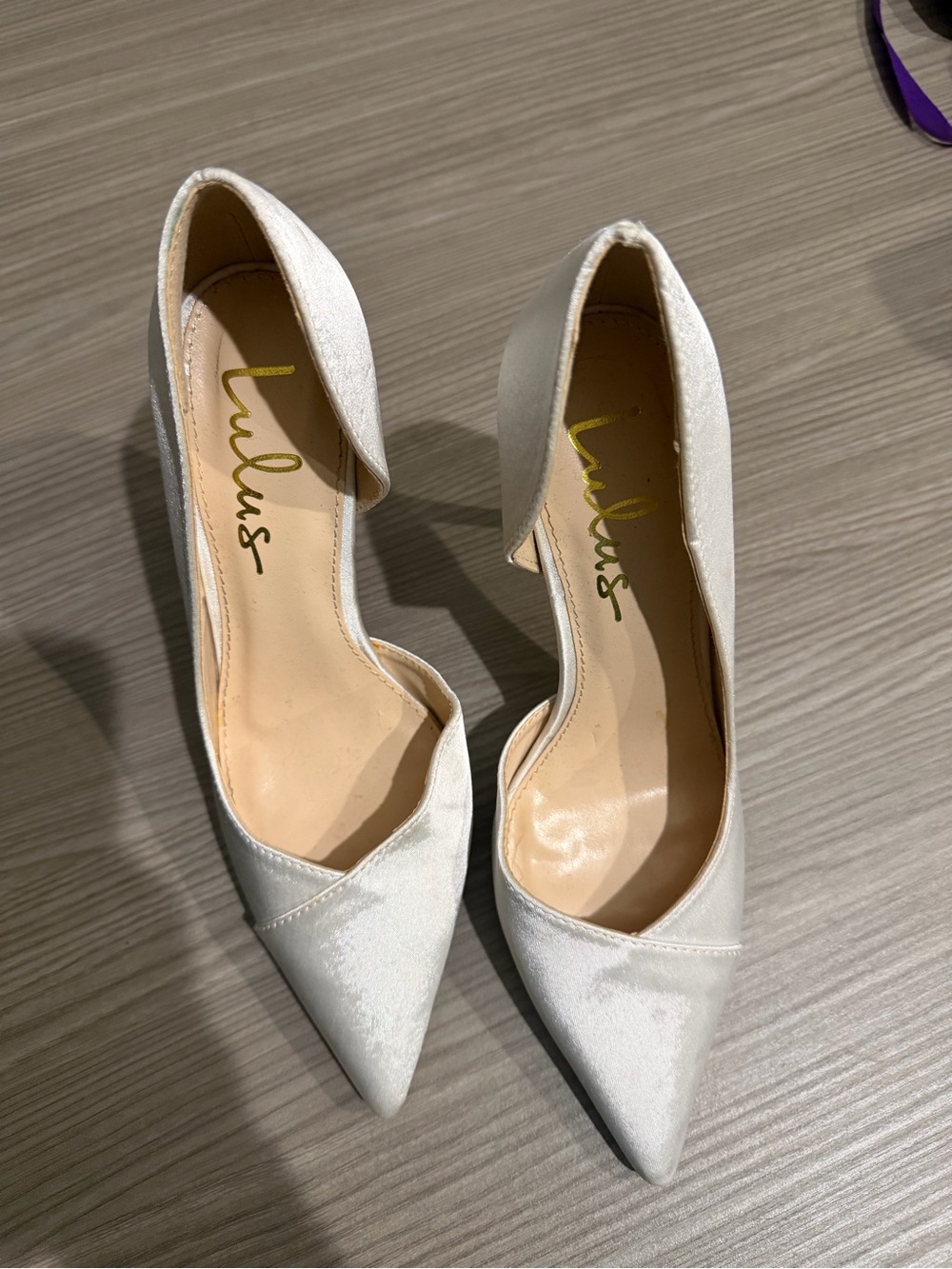 Satsuki White Satin Pointed-Toe D'Orsay Pump